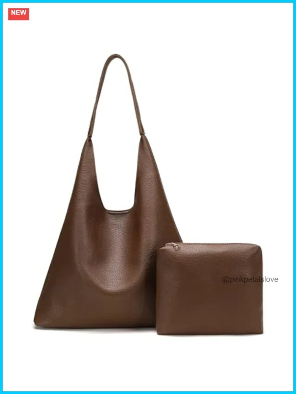 Slouchy Hobo Bag Faux Leather Shoulder Tote with Cosmetic Bag